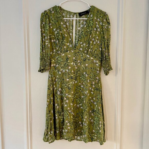 MINKPINK A-Line dress, green floral - Picture 4 of 6